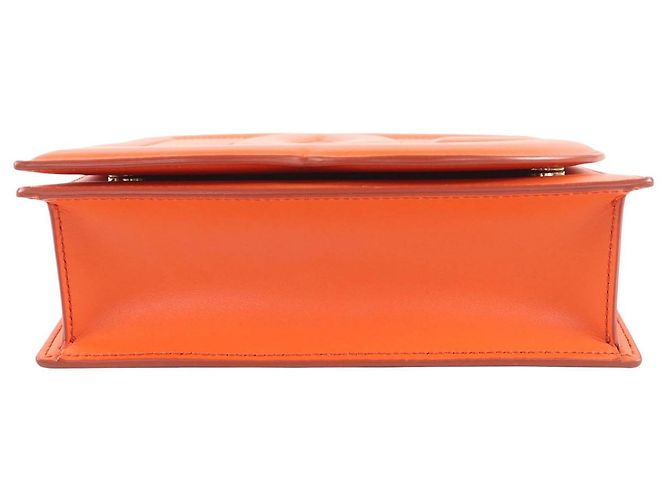 Borsa a tracolla con patta Dolce & Gabbana in pelle arancione con logo DG - vista 3
