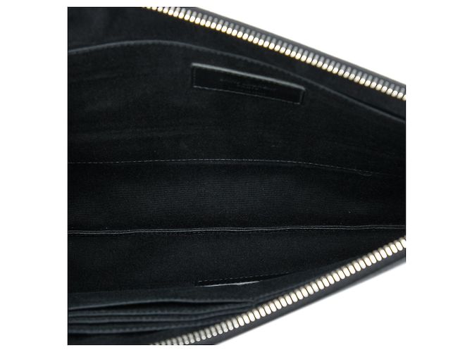 Clutch in pelle borchiata nera Saint Laurent Nero - vista 4