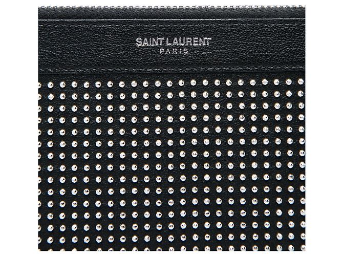 Clutch in pelle borchiata nera Saint Laurent Nero - vista 5