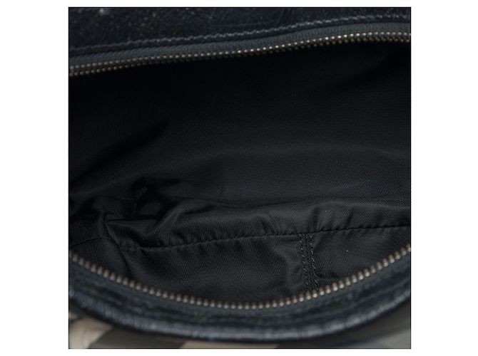 Burberry Gray Beat Check Nylon Brooklyn Hobo Marrone - vista 4
