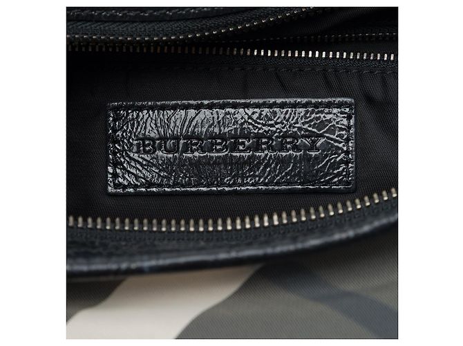 Burberry Gray Beat Check Nylon Brooklyn Hobo Marrone - vista 5