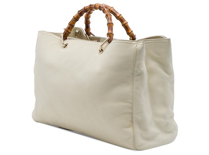 Borsa Gucci Bamboo Shopper Large in pelle di vitello bianca Bianco - vista 2
