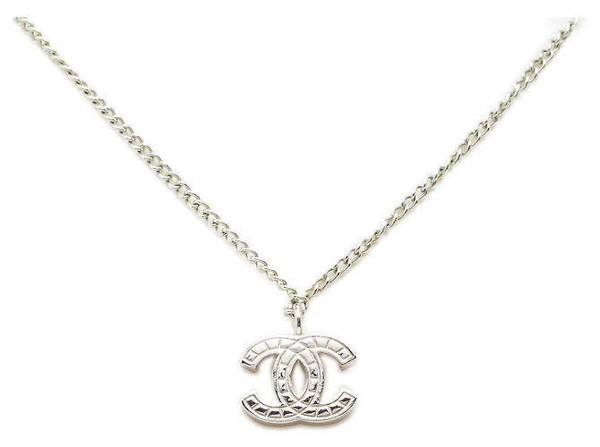 Collana con pendente Chanel Silver CC in ottone Argento - vista 2