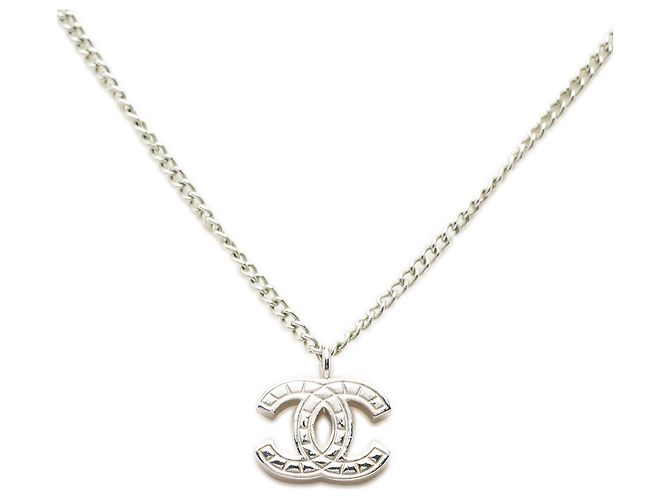 Collana con pendente Chanel Silver CC in ottone Argento - vista 3