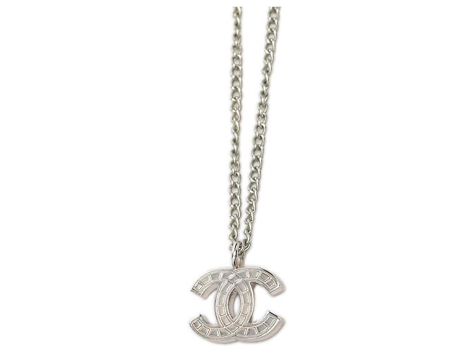 Collana con pendente Chanel Silver CC in ottone Argento - vista 4