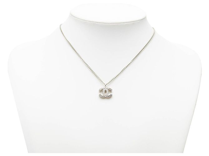 Collana con pendente Chanel Silver CC in ottone Argento - vista 7