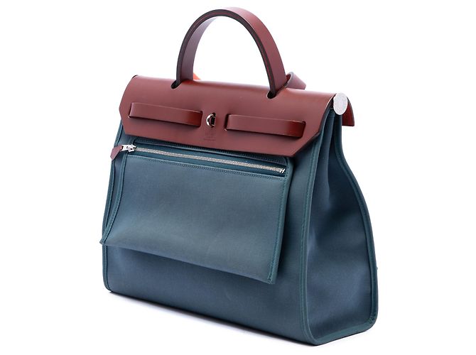 Hermès Blue Toile Herbag Zip 31 - vista 2