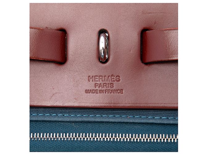 Hermès Blue Toile Herbag Zip 31 - vista 5