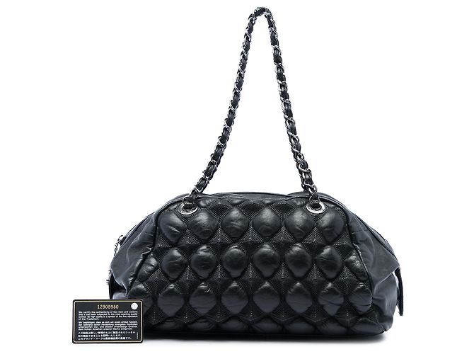 Borsa Bowling Chanel in pelle d'agnello nera trapuntata bubble Nero - vista 6