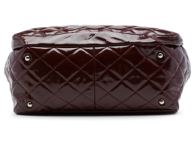 Chanel Ligne Tote aus rotem gestepptem Lackleder Chic and Glitter Bordeaux - Ansicht 3