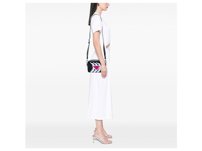 Bolso cámara Prada en piel de becerro City negro con estampado de plátano - vista 5