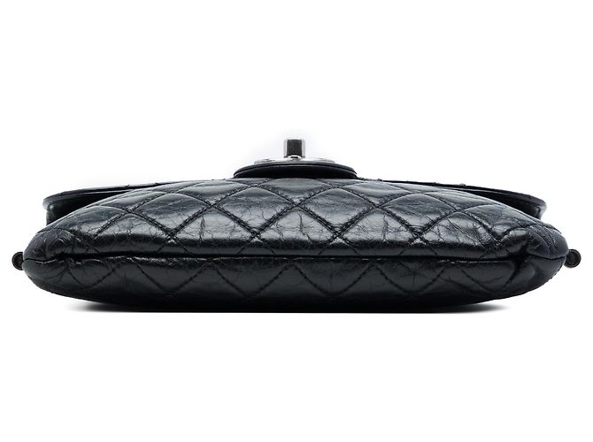 Chanel Black CC Quilted Aged Calfskin Embossed LAX Flap Nero - vista 3
