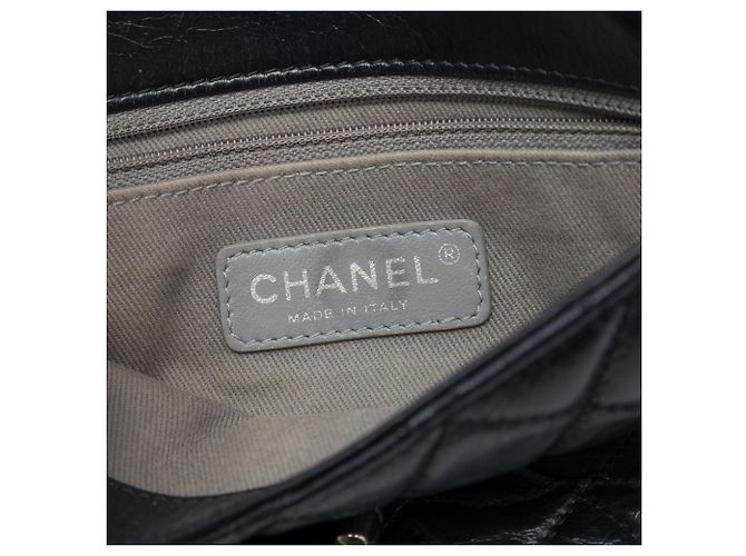 Chanel Black CC Quilted Aged Calfskin Embossed LAX Flap Nero - vista 5