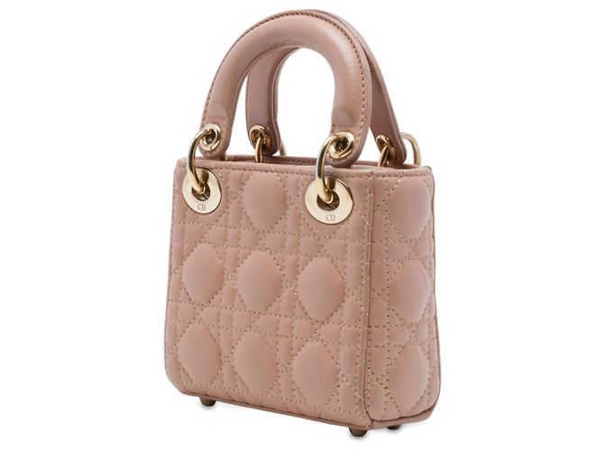 Dior Brown Micro Lambskin Cannage Lady Dior Marrone Carne - vista 2