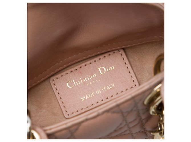Dior Brown Micro Lambskin Cannage Lady Dior Marrone Carne - vista 5