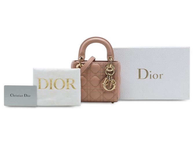 Dior Brown Micro Lambskin Cannage Lady Dior Marrone Carne - vista 7