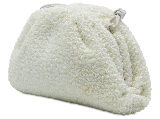 Bottega Veneta White Boucle Raffia The Mini Pouch Crossbody Bianco Crudo - vista 2