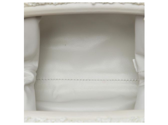 Bottega Veneta White Boucle Raffia The Mini Pouch Crossbody Bianco Crudo - vista 4