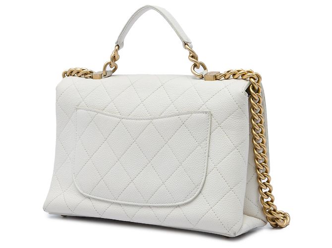 Borsa Chanel White Medium Stitched Caviar Chic Affinity Top Handle Bag Bianco - vista 2