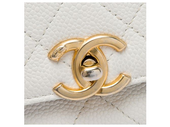 Borsa Chanel White Medium Stitched Caviar Chic Affinity Top Handle Bag Bianco - vista 5