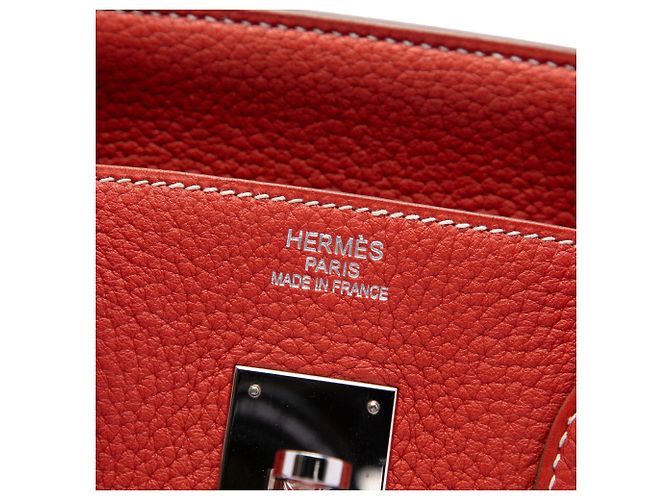 Hermès Orange Limited Edition Bicolor Clemence Birkin Retourne 35 Rot - vista 5