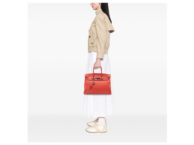 Hermès Orange Limited Edition Bicolor Clemence Birkin Retourne 35 Rot - vista 6