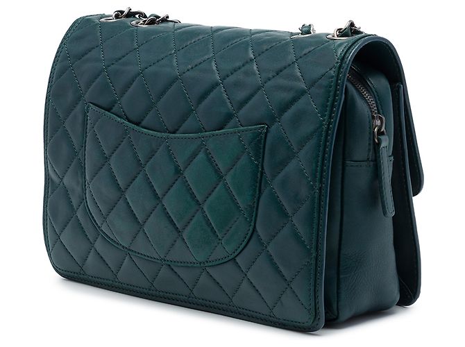 Chanel Green Large Quilted Lambskin Citizen Zip Flap Verde Verde scuro - vista 2