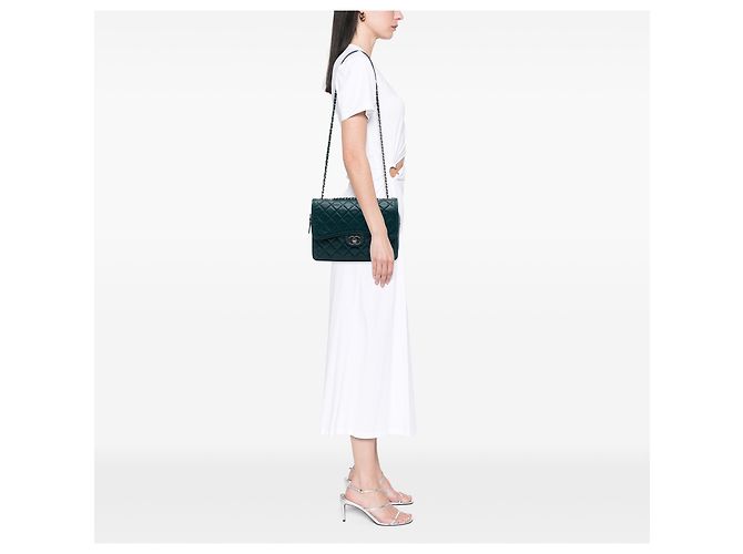 Chanel Green Large Quilted Lambskin Citizen Zip Flap Verde Verde scuro - vista 6