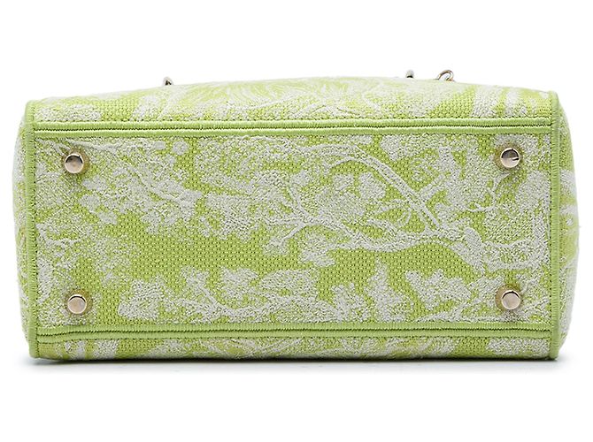 Dior Green Medium Embroidered Canvas Toile de Jouy Lady D Lite D'oro Verde - vista 3