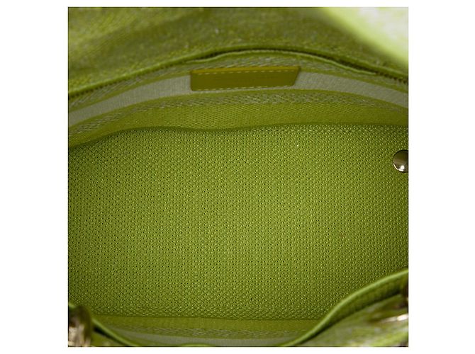 Dior Green Medium Embroidered Canvas Toile de Jouy Lady D Lite D'oro Verde - vista 4