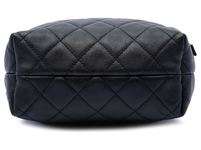Borsa Bowling Chanel Mini CC Matelassé in Pelle di Agnello Nera Nero - vista 3