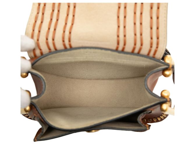 Chloé Borsa a tracolla Hudson piccola in pelle intrecciata marrone - vista 4