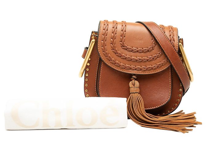 Chloé Borsa a tracolla Hudson piccola in pelle intrecciata marrone - vista 7