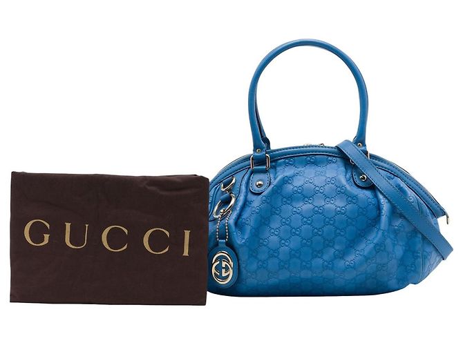 Borsa Gucci Blue Guccissima Sukey Satchel - vista 7