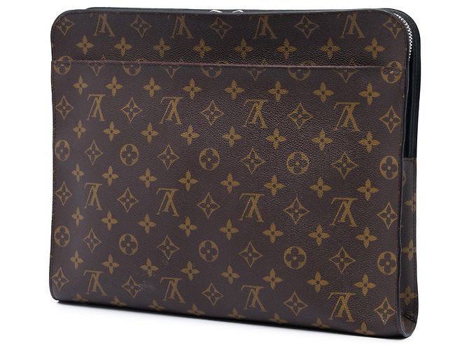 Louis Vuitton Brown Monogram Macassar Portfolio Case Marrone - vista 2