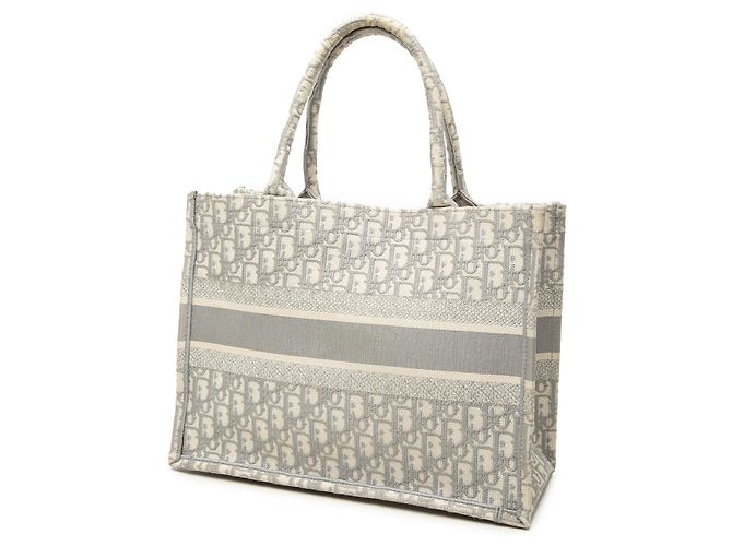 Dior Gray Medium Book Tote aus bestickter Oblique Canvas Braun - Ansicht 2