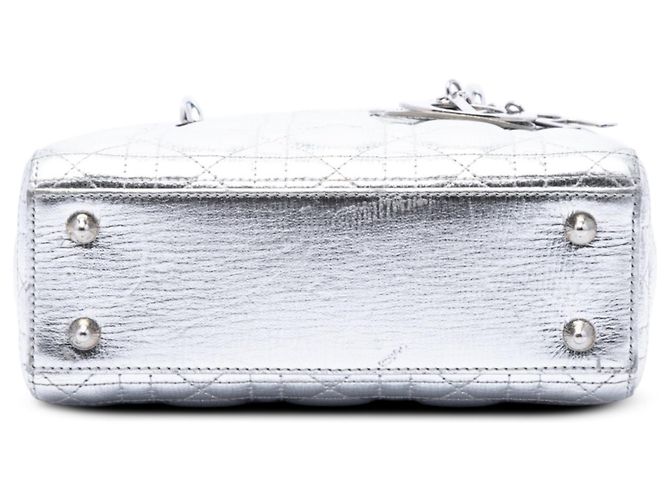 Dior Silver Small Metallic Lambskin Cannage My ABCDior Lady Dior Argento - vista 3