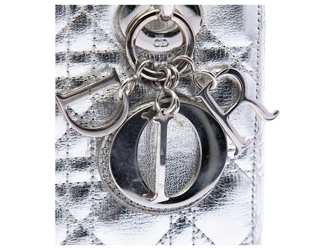 Dior Silver Small Metallic Lambskin Cannage My ABCDior Lady Dior Argento - vista 5