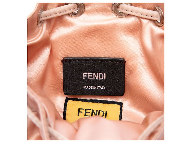 Mini borsa secchiello Fendi Mon Tresor in raso rosa - vista 5