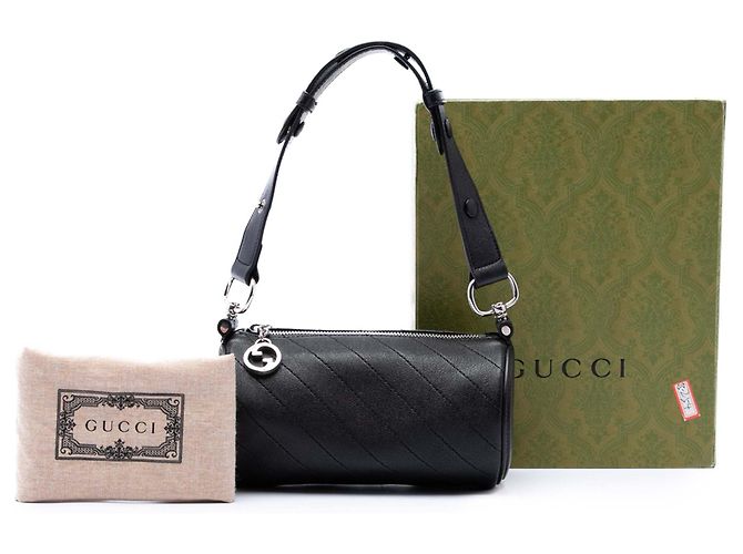 Borsa a spalla cilindrica Mini Blondie in pelle nera Gucci Nero - vista 7