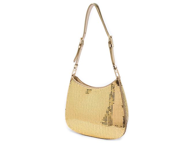 Borsa a tracolla Cleo in raso con paillettes dorate Prada D'oro - vista 2
