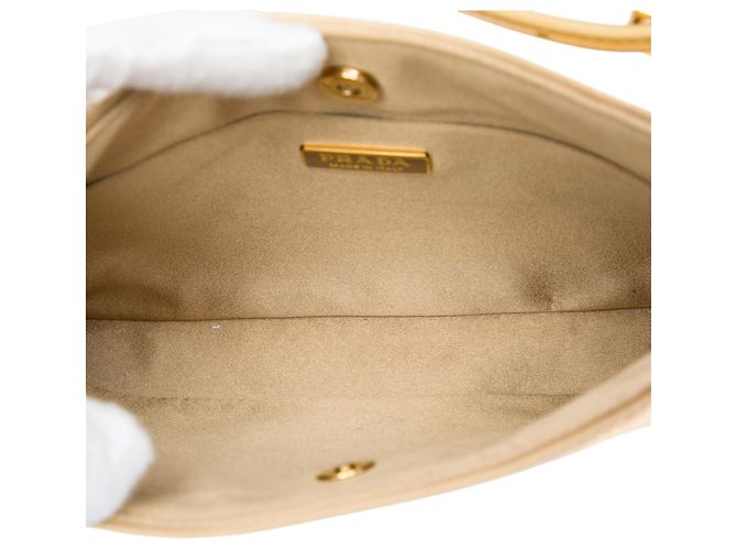 Borsa a tracolla Cleo in raso con paillettes dorate Prada D'oro - vista 4