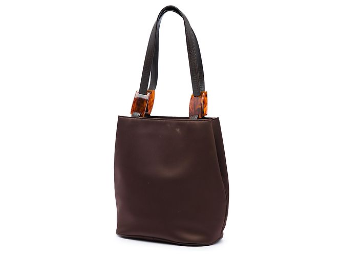Saint Laurent Tote in nylon marrone e tartarugato Marrone scuro - vista 2