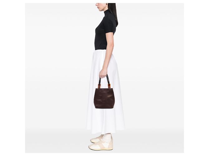 Saint Laurent Tote in nylon marrone e tartarugato Marrone scuro - vista 5