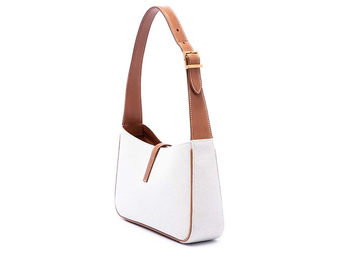 Saint Laurent Le 5 a 7 in tela bianca e pelle Bianco - vista 2