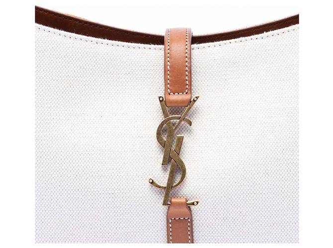 Saint Laurent Le 5 a 7 in tela bianca e pelle Bianco - vista 6
