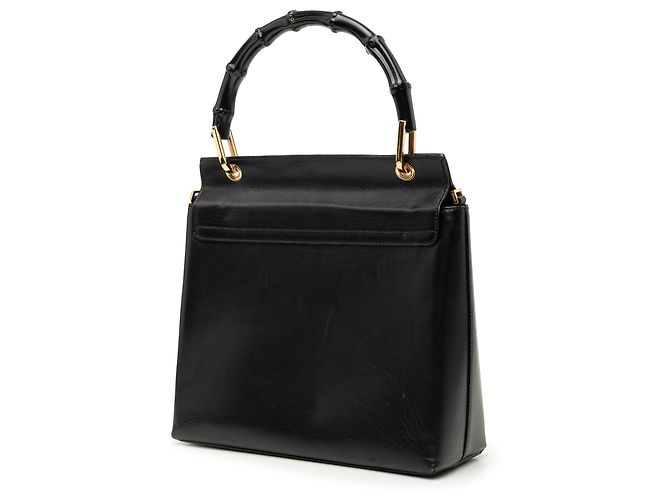 Bamboo Borsa Satchel Gucci in pelle di vitello nera con bambù Nero - vista 2