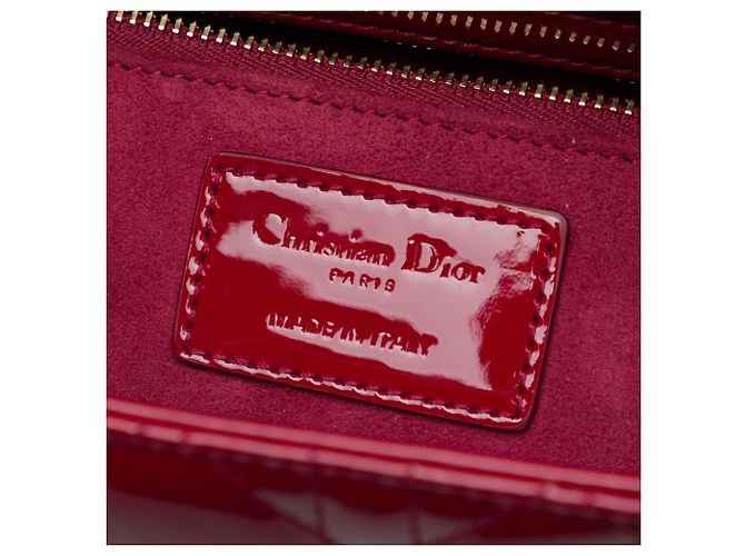 Dior Red Medium Patent Cannage Lady Dior Rosso Bordò - vista 5