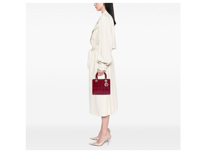 Dior Red Medium Patent Cannage Lady Dior Rosso Bordò - vista 6