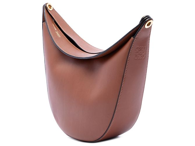 LOEWE Borsa Luna Hobo Piccola in Pelle Marrone - vista 2